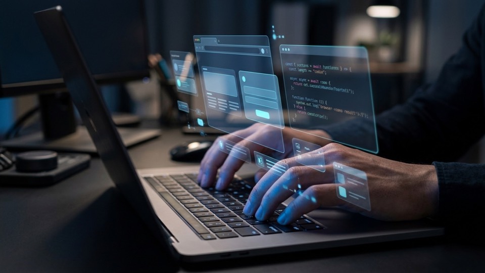 Source code on a screen in low light